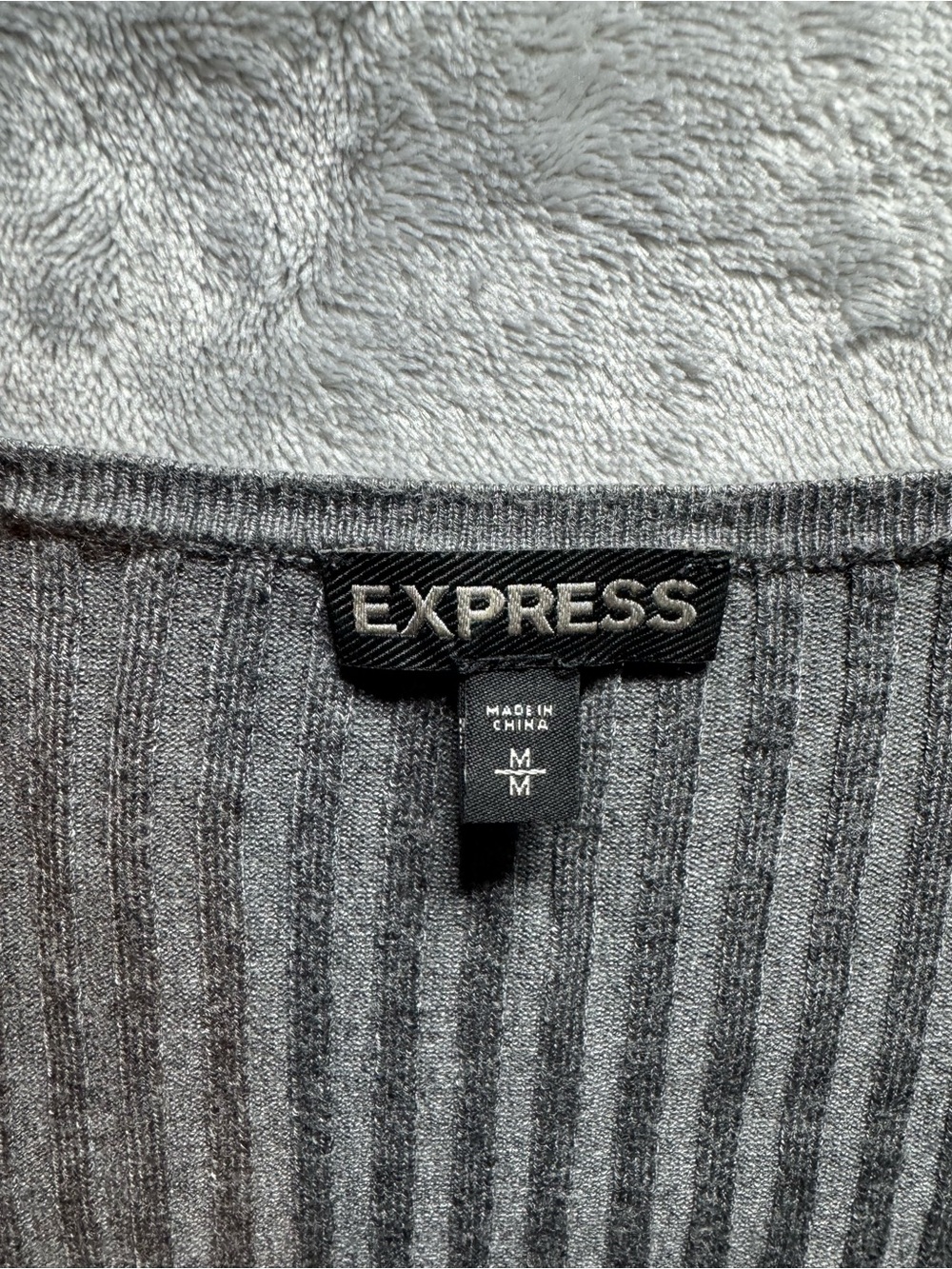 Express Gray Ribbed Knit Top - Picture 2 of 2